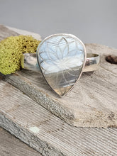 Load image into Gallery viewer, Owyhee Blue Opal Carved Flower Stone Cuff