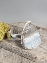 Load image into Gallery viewer, Owyhee Blue Opal Carved Flower Stone Cuff