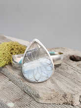 Load image into Gallery viewer, Owyhee Blue Opal Carved Flower Stone Cuff