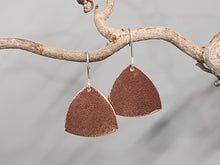 Load image into Gallery viewer, Copper Hammer Texture Rounded Triangle Earrings