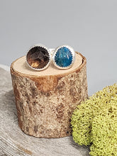Load image into Gallery viewer, 2 Stone Ring (Neon Apatite, Smokey Quartz)