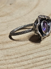 Load image into Gallery viewer, Amethyst water cast Sterling Silver Ring