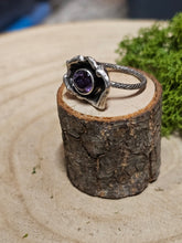 Load image into Gallery viewer, Amethyst water cast Sterling Silver Ring