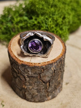 Load image into Gallery viewer, Amethyst water cast Sterling Silver Ring