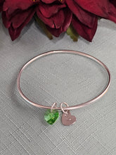 Load image into Gallery viewer, Bangle with 2 Charms (Green) Heart