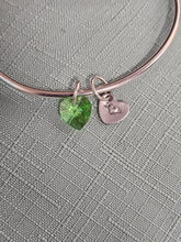 Load image into Gallery viewer, Bangle with 2 Charms (Green) Heart