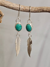 Load image into Gallery viewer, Vintage Turquoise Feather Earrings