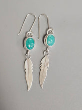 Load image into Gallery viewer, Vintage Turquoise Feather Earrings