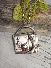 Load image into Gallery viewer, Silver-tone boot pendant necklace with square wild horse picture charm