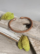 Load image into Gallery viewer, Braided copper bracelet with twisted rope links and rounded copper end caps