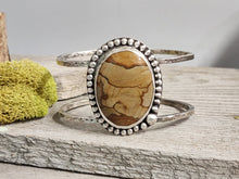 Load image into Gallery viewer, Picture jasper double bracelet with oval picture jasper stone and silver beaded bezel