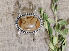 Load image into Gallery viewer, Picture jasper double bracelet with oval stone in silver beaded frame and open cuffs