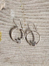 Load image into Gallery viewer, Silver mouse hoop earrings with a small mouse-face charm