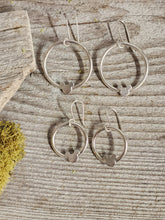 Load image into Gallery viewer, Set of silver mouse hoop earrings with round hoops and mouse-face charms