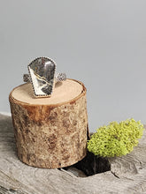 Load image into Gallery viewer, White Buffalo Ring with Snake Textured Band
