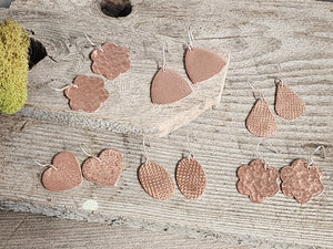 Copper Hammer Texture Heart Earrings