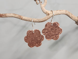 Copper Hammer Texture Flower Earrings