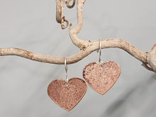 Load image into Gallery viewer, Copper Hammer Texture Heart Earrings
