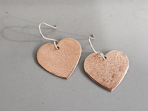 Copper Hammer Texture Heart Earrings