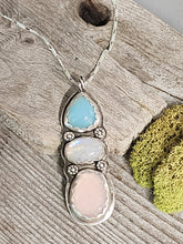 Load image into Gallery viewer, 3 Stone Necklace (Chalcedony, Moonstone, Rose Quartz)
