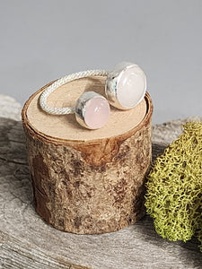 2 Stone Ring (White Jade/ Rose Quartz)