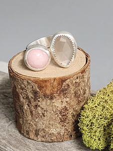 2 Stone Ring (Pink Opal, Moonstone)