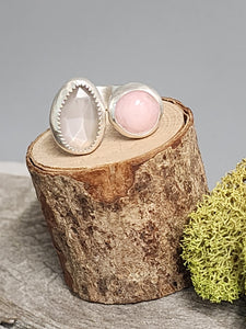 2 Stone Ring (Pink Opal, Moonstone)