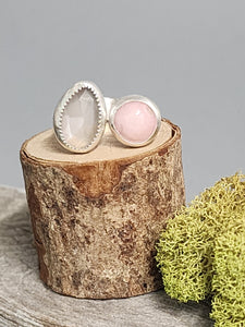 2 Stone Ring (Pink Opal, Moonstone)