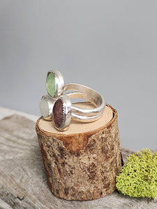 3 Stone Ring (Red Aventurine, Prehnite, Moonstone)