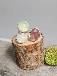 3 Stone Ring (Red Aventurine, Prehnite, Moonstone)