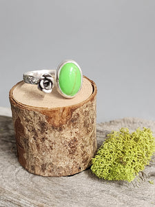 Sterling Silver Rose and Gaspeite Stone Ring