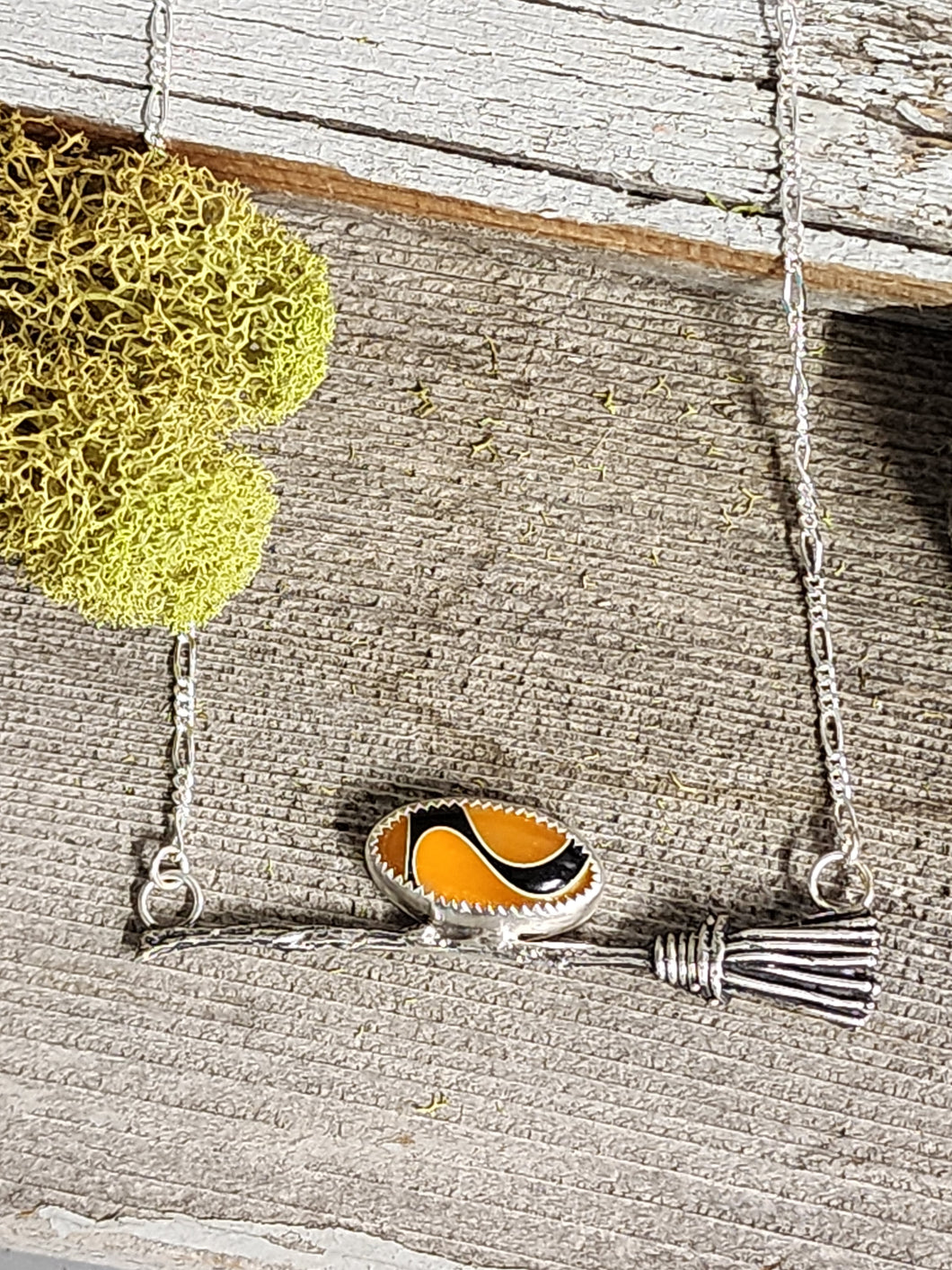 Yellow & Black Broom Necklace