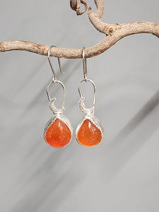 Carnelian Stone Moon Earrings