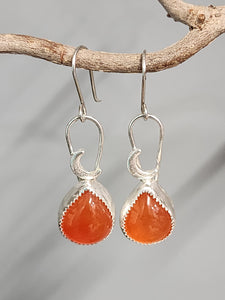 Carnelian Stone Moon Earrings