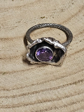 Load image into Gallery viewer, Amethyst water cast Sterling Silver Ring
