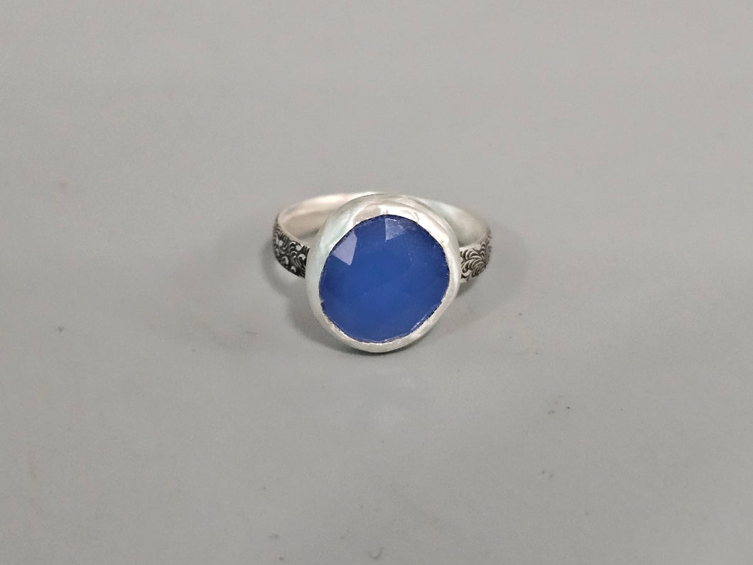 Chalcedony Faceted Stone Ring