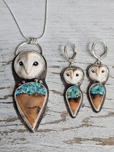 Load image into Gallery viewer, Owl Douglas Fir with Turquoise Inlay Earrings
