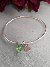 Load image into Gallery viewer, Bangle with 2 Charms (Green) Heart
