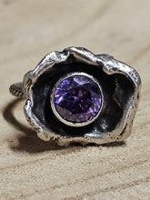 Load image into Gallery viewer, Amethyst water cast Sterling Silver Ring

