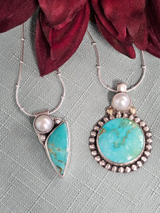 Kingman Turquoise & Pearl Pendant