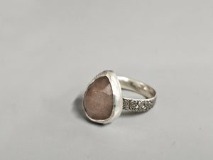 Peach Moonstone Faceted Stone Ring