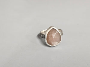 Peach Moonstone Faceted Stone Ring