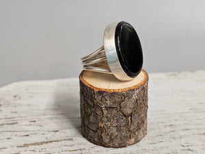 Black Onyx Split Band Ring