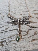 Load image into Gallery viewer, Dragonfly with Green Kyanite Sterling Silver Necklace
