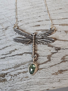 Dragonfly with Green Kyanite Sterling Silver Necklace