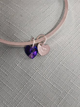 Load image into Gallery viewer, Bangle Square Band with 2 Charms (Purple) Heart
