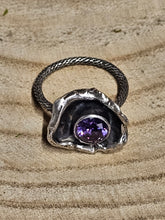 Load image into Gallery viewer, Amethyst water cast Sterling Silver Ring
