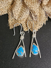 Load image into Gallery viewer, Turquoise &amp; Copper Stone Tepee Earrings

