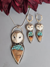 Load image into Gallery viewer, Owl Douglas Fir with Turquoise Inlay Earrings
