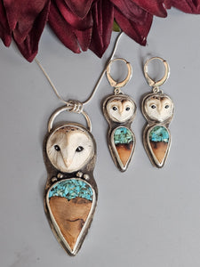 Owl Douglas Fir with Turquoise Inlay Earrings